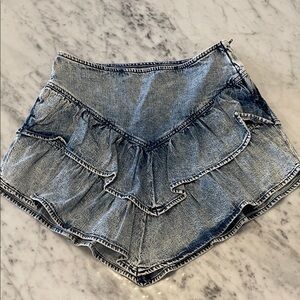 MOTHER Blue Ruffle Jean Shorts
Size: 26